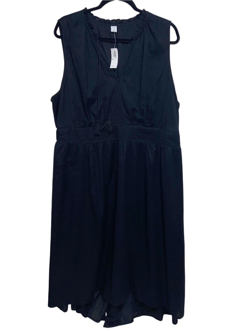 Old Navy Dress Womens XXL Black Midi Ruffle Cottagecore Resortwear Sleeveless